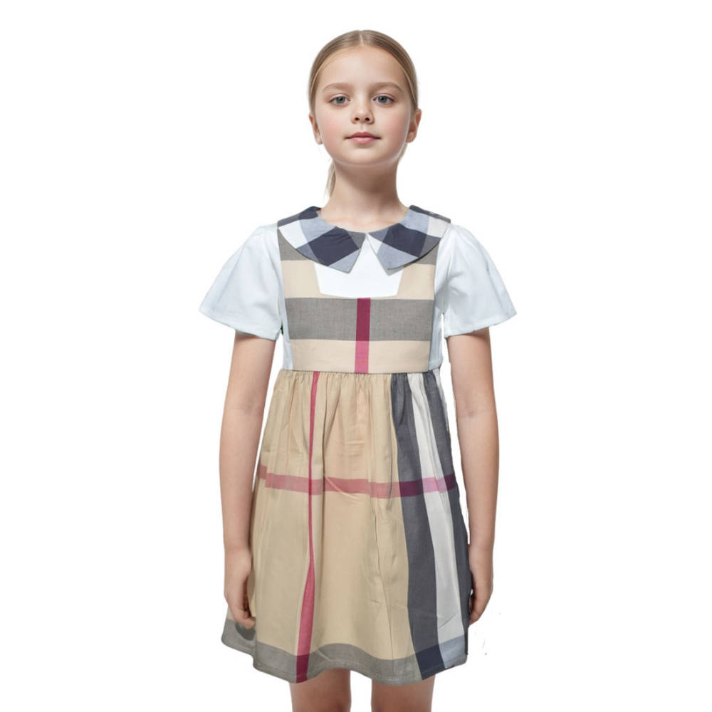 Burberry Brown Premium Quality Girls Dress-thumb-0