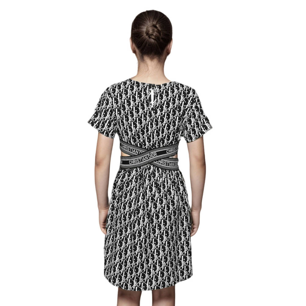 Christian Dior Black logo Print Premium Girls Dress-1