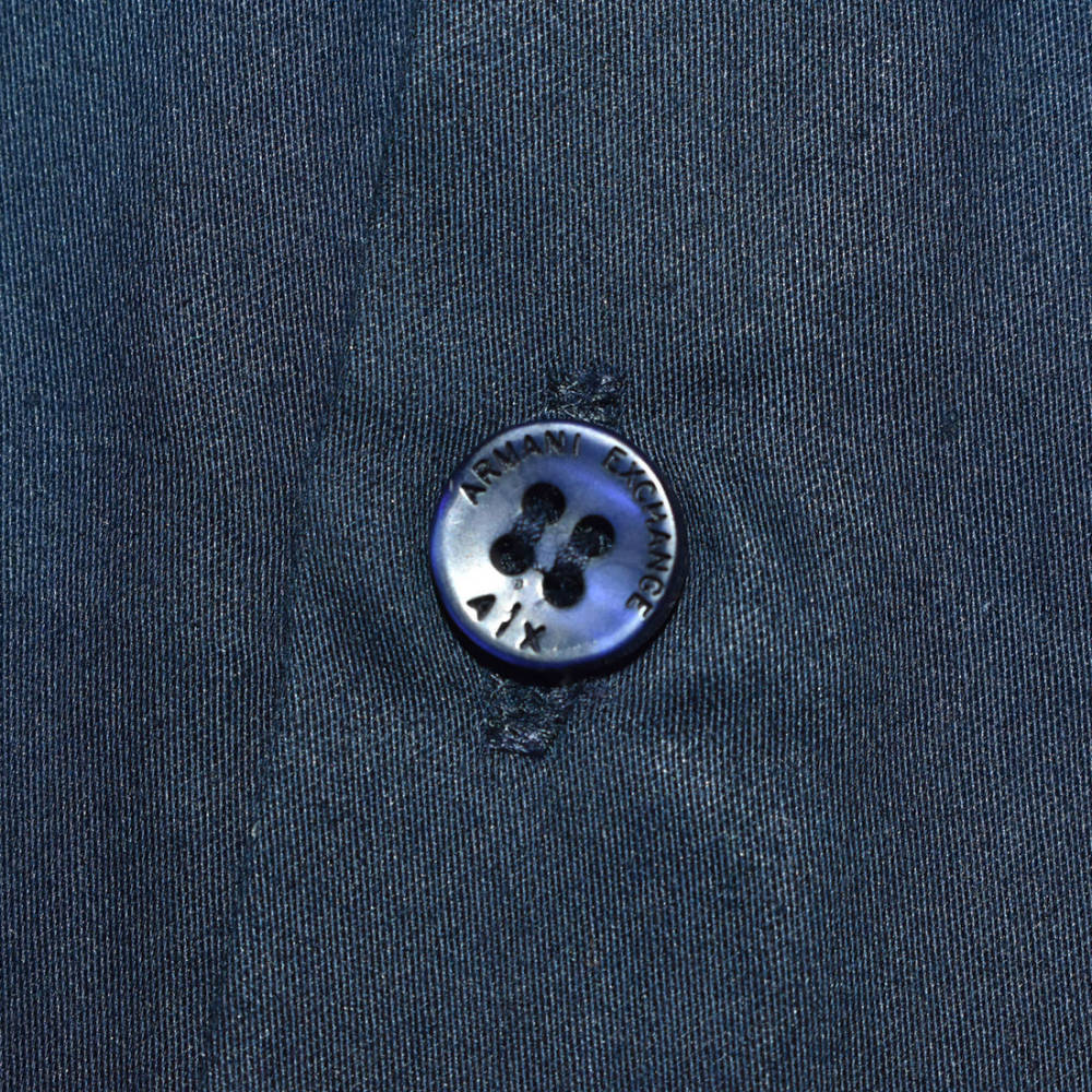 Armani Exchange Blue Premium Logo Print Kids Shirt-thumb-4