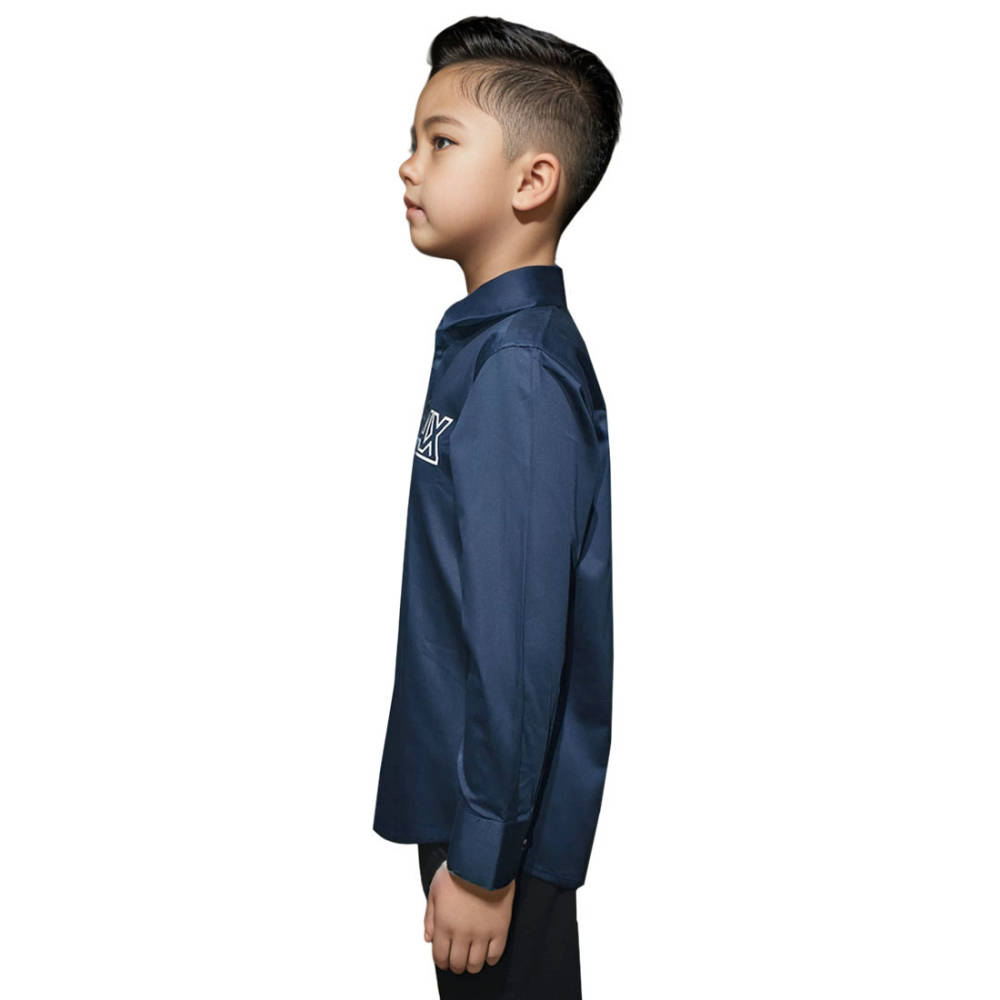 Armani Exchange Blue Premium Logo Print Kids Shirt-thumb-2
