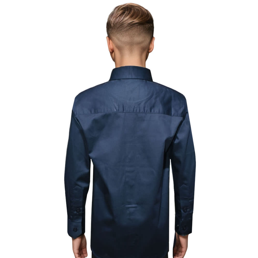 Armani Exchange Blue Premium Logo Print Kids Shirt-thumb-1