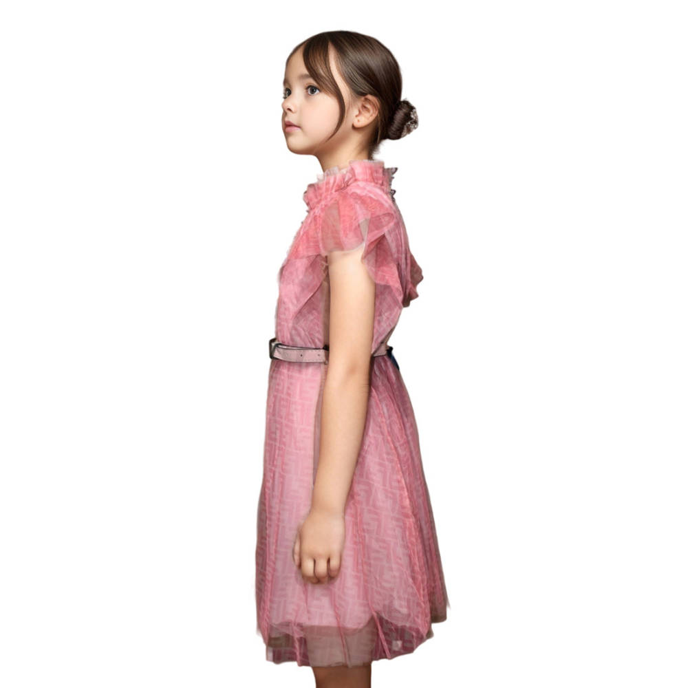 Fendi Pink Premium Quality Girls Dress-2