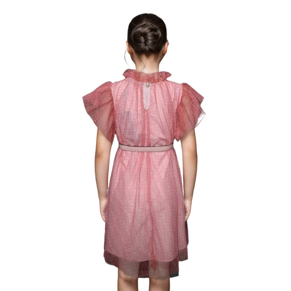 Fendi Pink Premium Quality Girls Dress-1