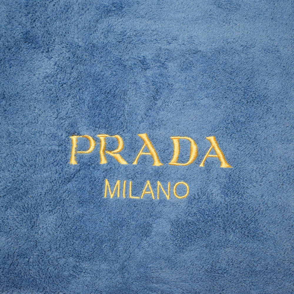 Prada Milano Embroidered Logo Blue Towel - Set of 2-thumb-1