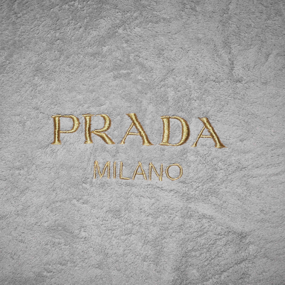 Prada Milano Embroidered Logo Grey Towel - Set of 2-thumb-3