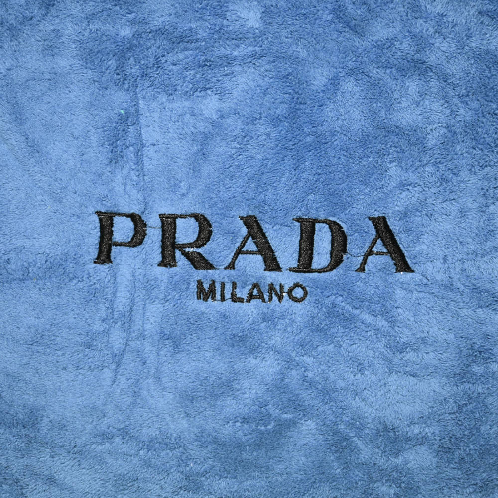 Prada Embroinded Blue Premium Quality Towel - Set of 2-thumb-1
