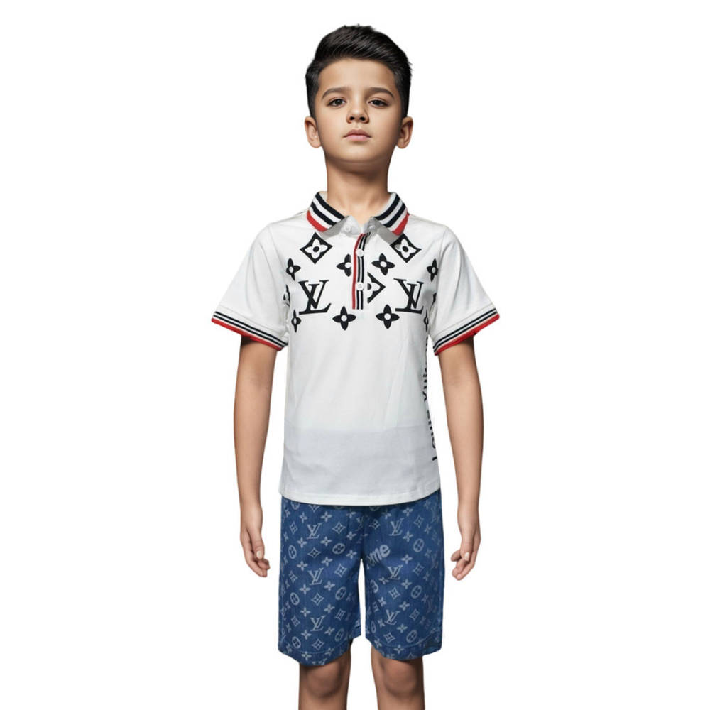 Louis Vuitton White Monogram Premium Kids Co-ord Set-thumb-0