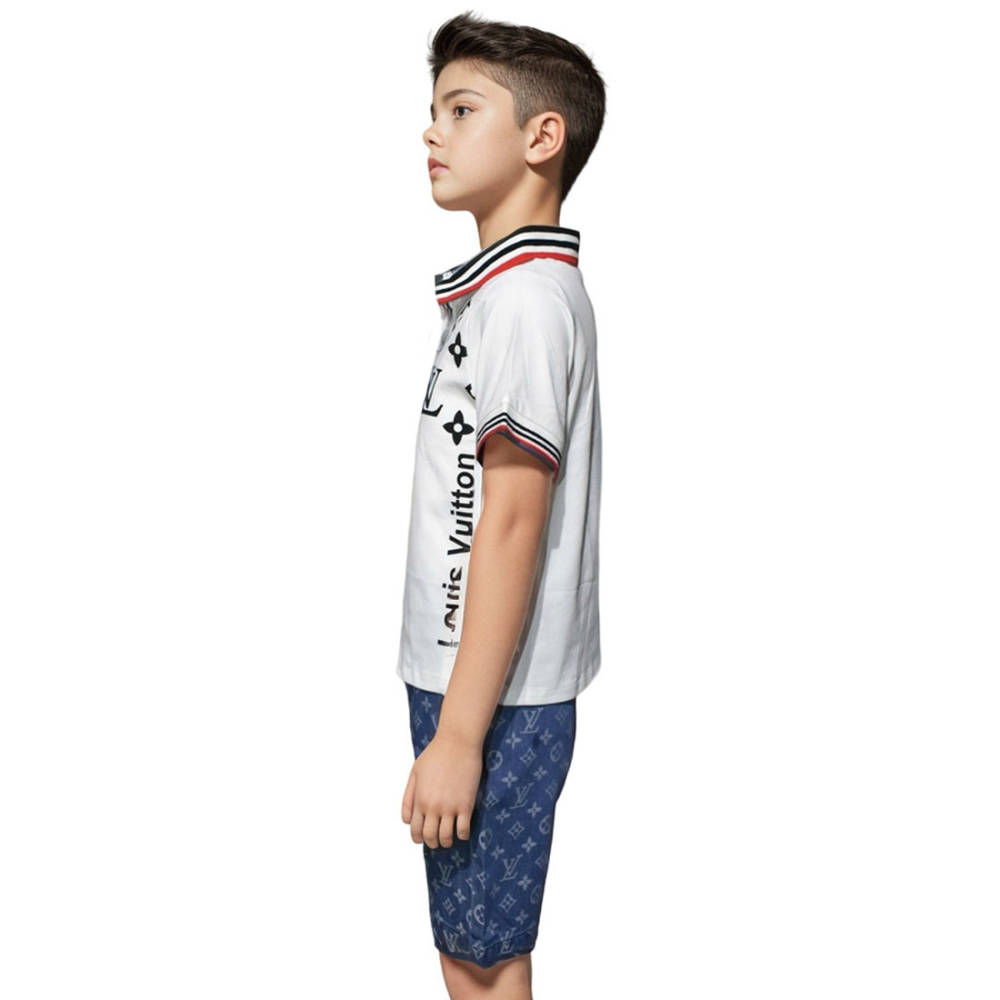 Louis Vuitton White Monogram Premium Kids Co-ord Set-thumb-2