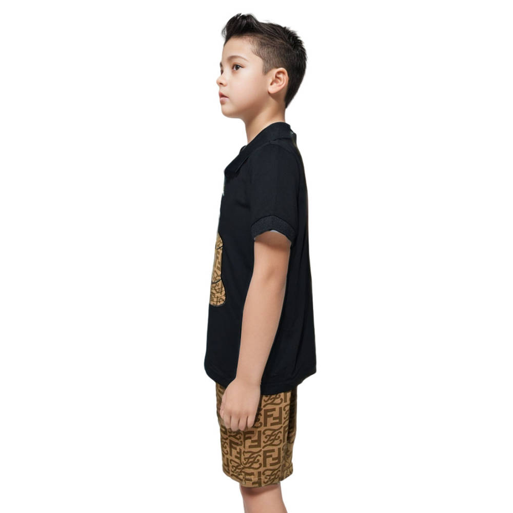 Fendi Embroidered Black Premium Kids Co-ord Set-1