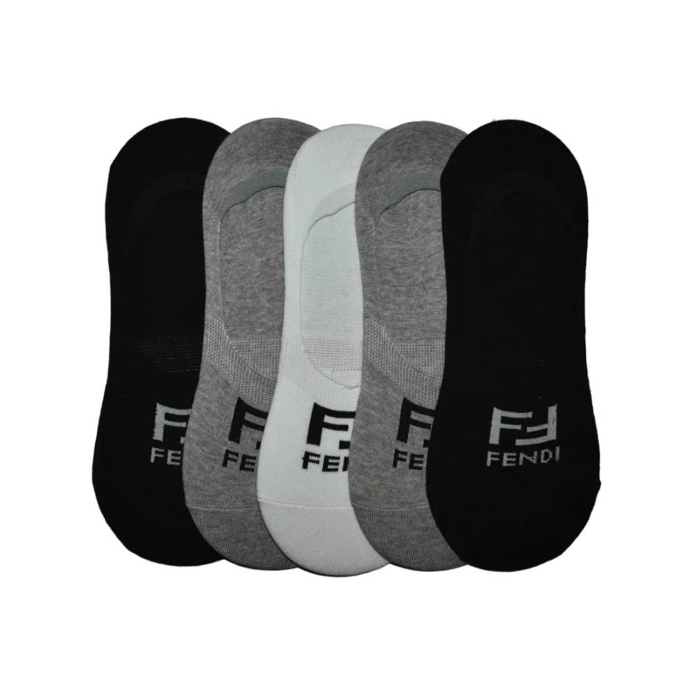 Fendi Embroidery logo No Show Premium Socks - Pack of 5-thumb-0
