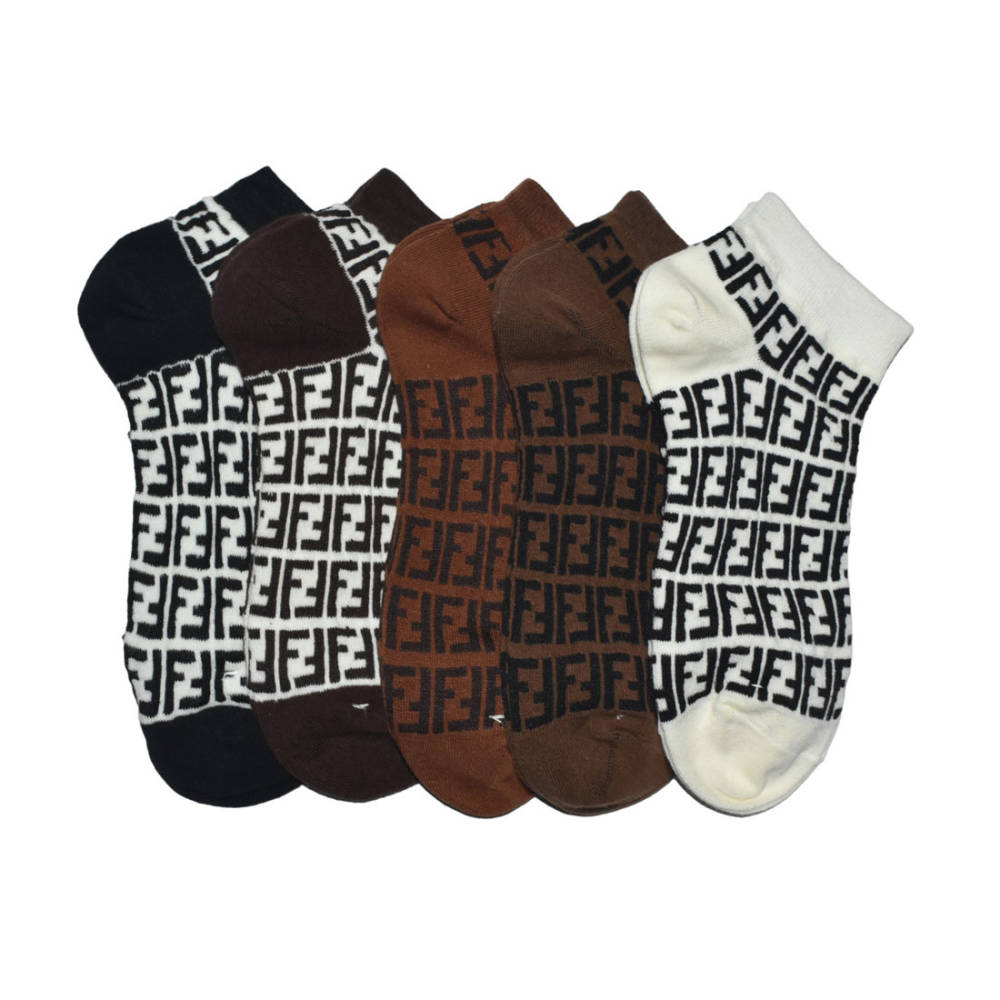 Fendi logo Print Premium Cotton Low Anklet Socks-thumb-0