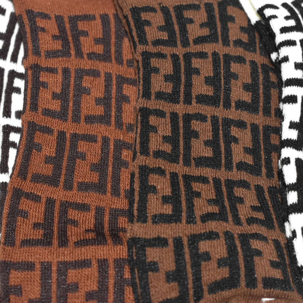 Fendi logo Print Premium Cotton Low Anklet Socks-thumb-3