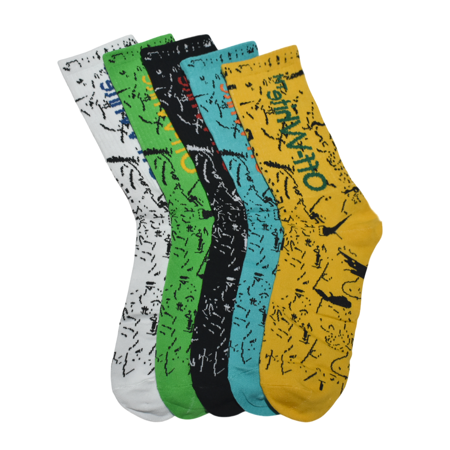 Off White Premium Quality Crew Socks - Pack of 5-thumb-1
