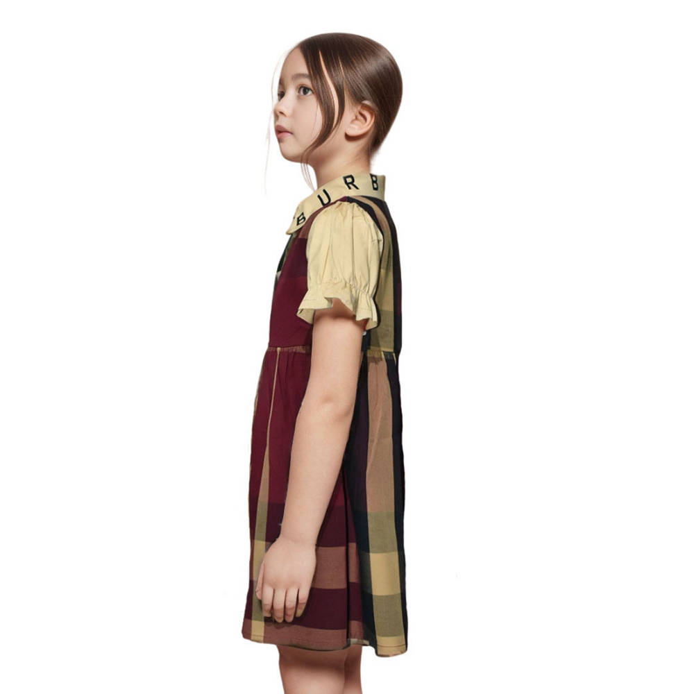 Burberry Wine Premium Girls Dress-thumb-2