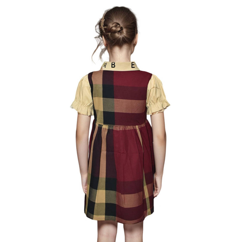 Burberry Wine Premium Girls Dress-thumb-1