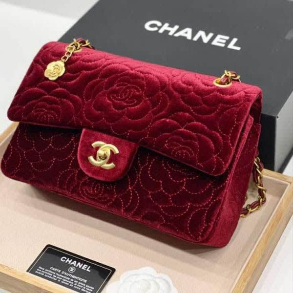 Chanel Velvet Camellia Red Flower Premium Sling Bag-thumb-1