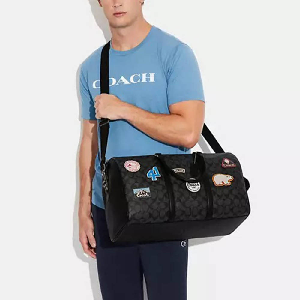 Coach Signature Canvas Black Duffle Bag-4