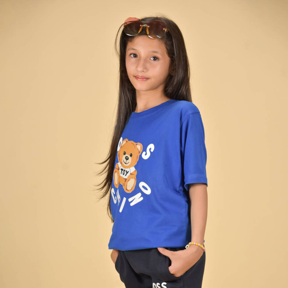 Moschino Blue Teddy Print Premium Kids T-shirt-4