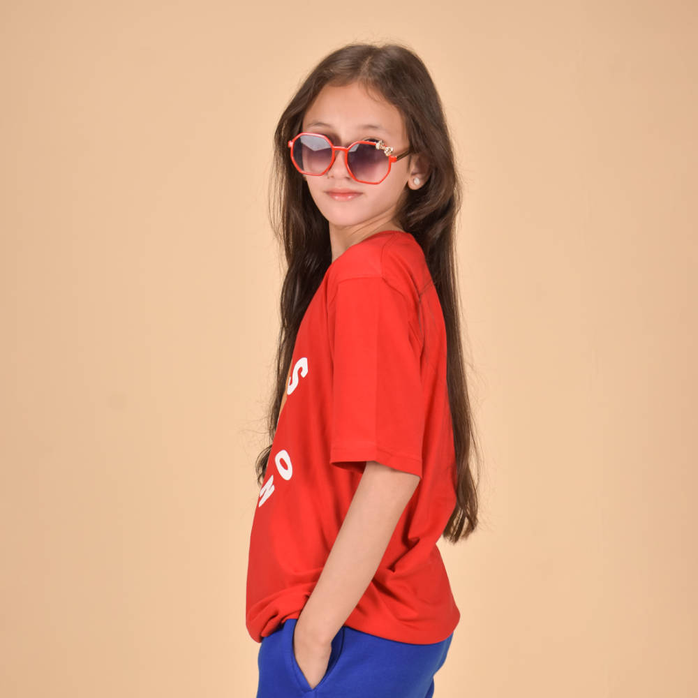 Moschino Red Teddy Print Premium Kids T-shirt-thumb-1