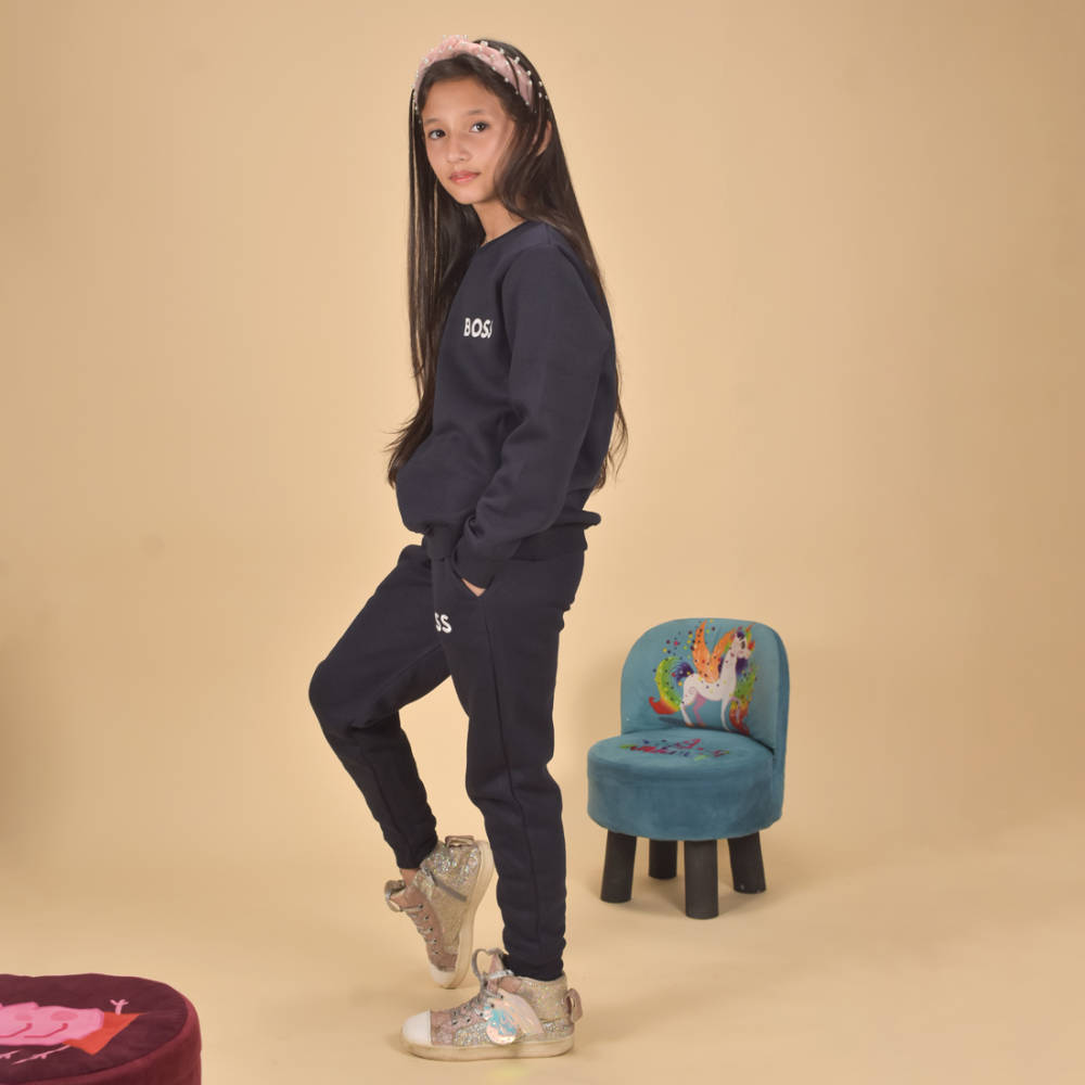 Boss Dark Navy Blue Premium Quality Tracksuit-thumb-2