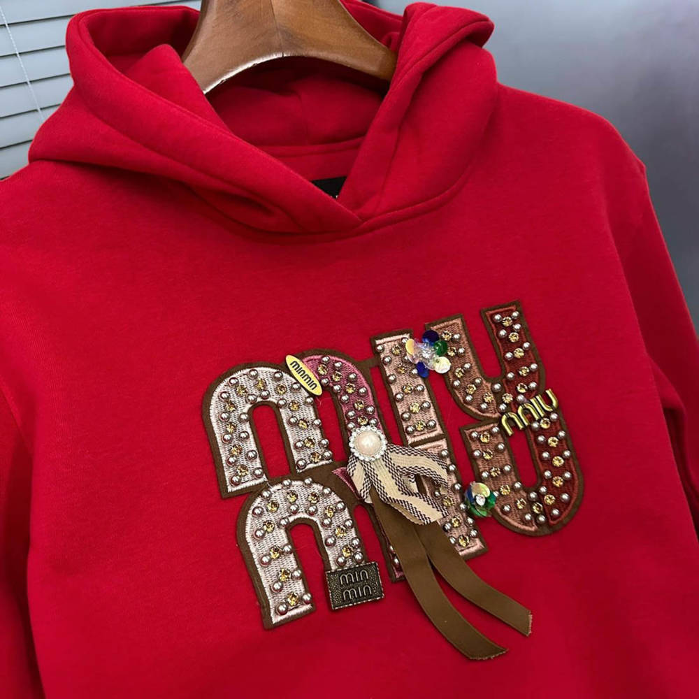 Miu Miu Red Embroidered Women Hoodie-2