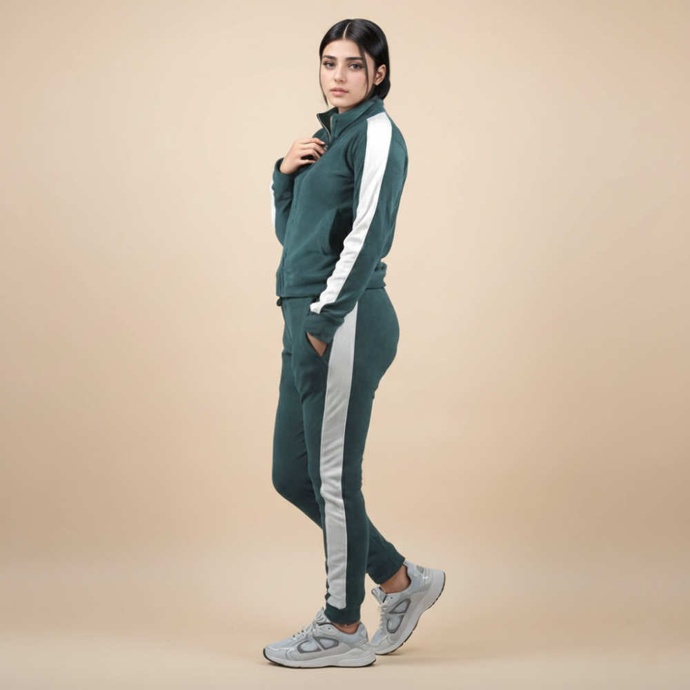 Zara Green & White Premium Quality Tracksuit-1