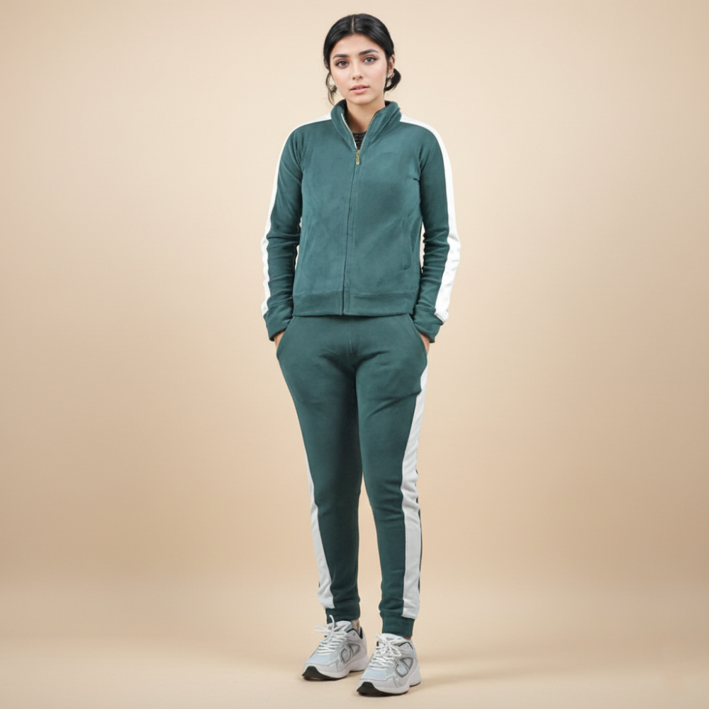 Zara Green & White Premium Quality Tracksuit-2