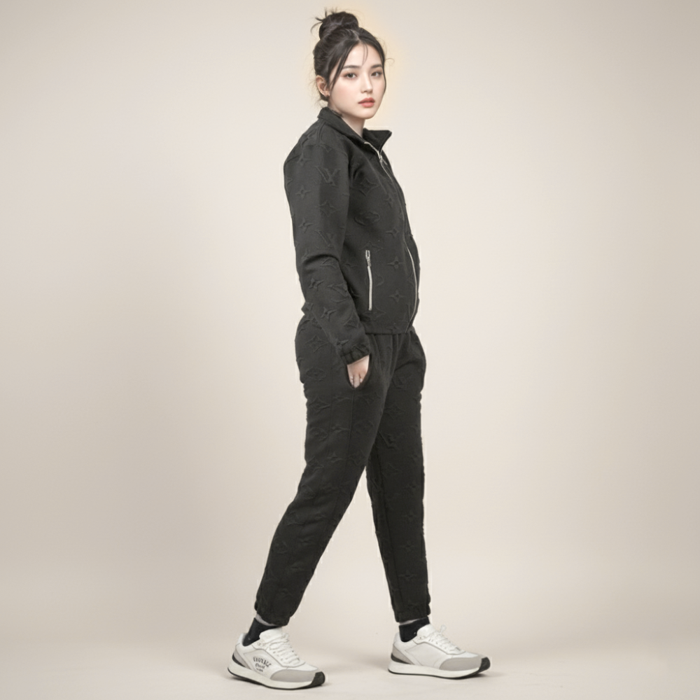 Louis Vuitton Black Premium Quality Cotton Tracksuit-1