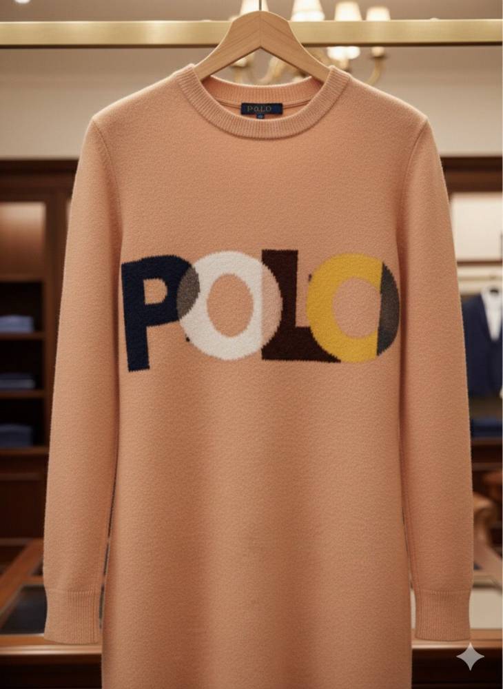 Ralph Lauren Peach Premium Quality Feather Wool Dress-3