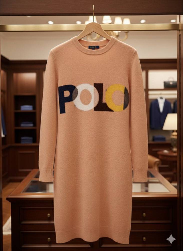 Ralph Lauren Peach Premium Quality Feather Wool Dress-2