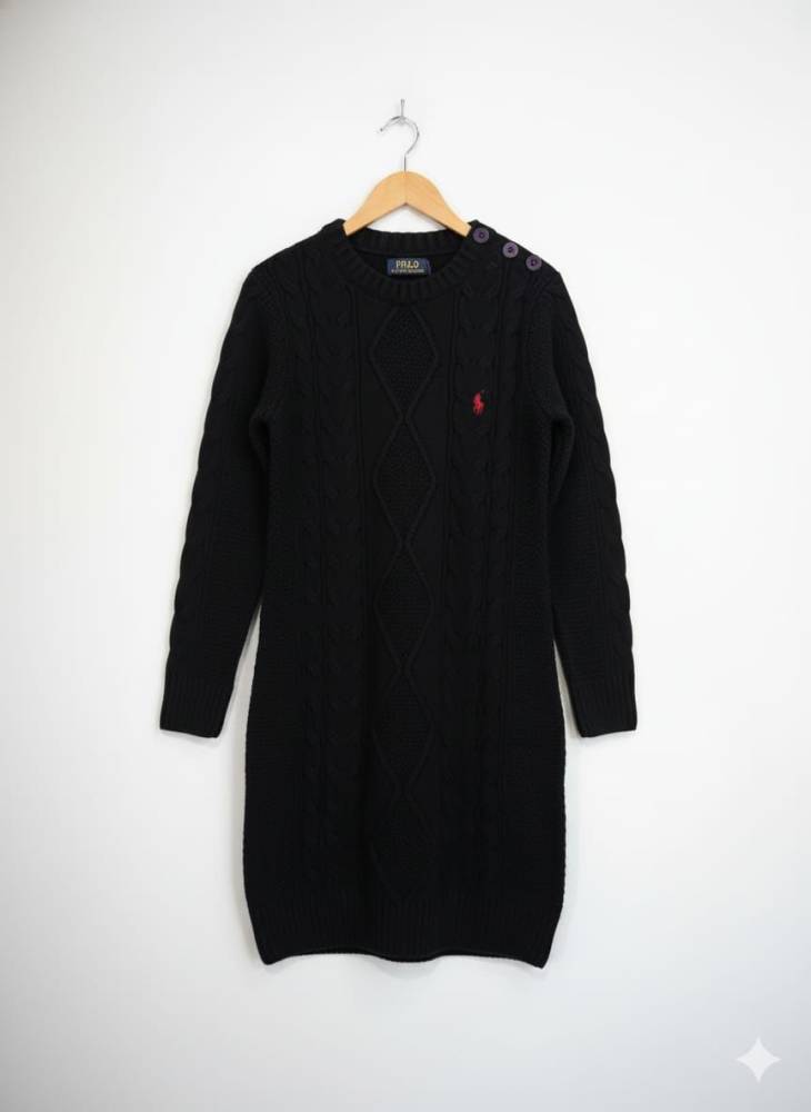 Ralph Lauren Black Premium Quality Feather Wool Dress-thumb-0