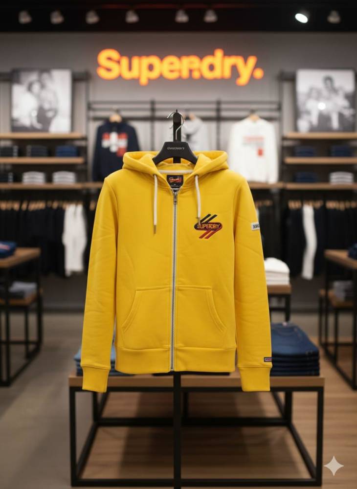 Superdry yellow Premium Quality Cotton Blend Hoodie-1