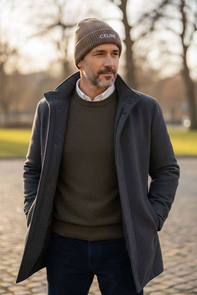 Celine Monogram Brown Premium Edition Cashmere Beanie-thumb-0