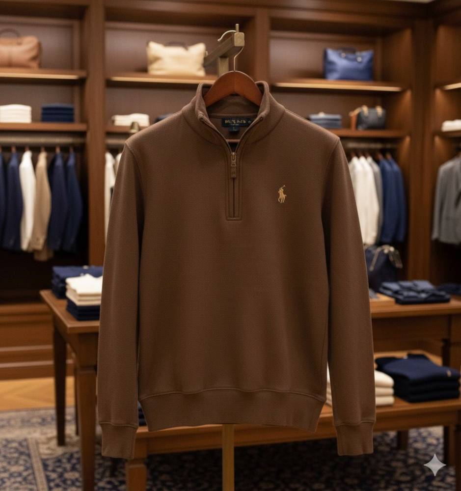 Ralph Lauren Brown Premium Quality Half Zip Sweatshirt-2