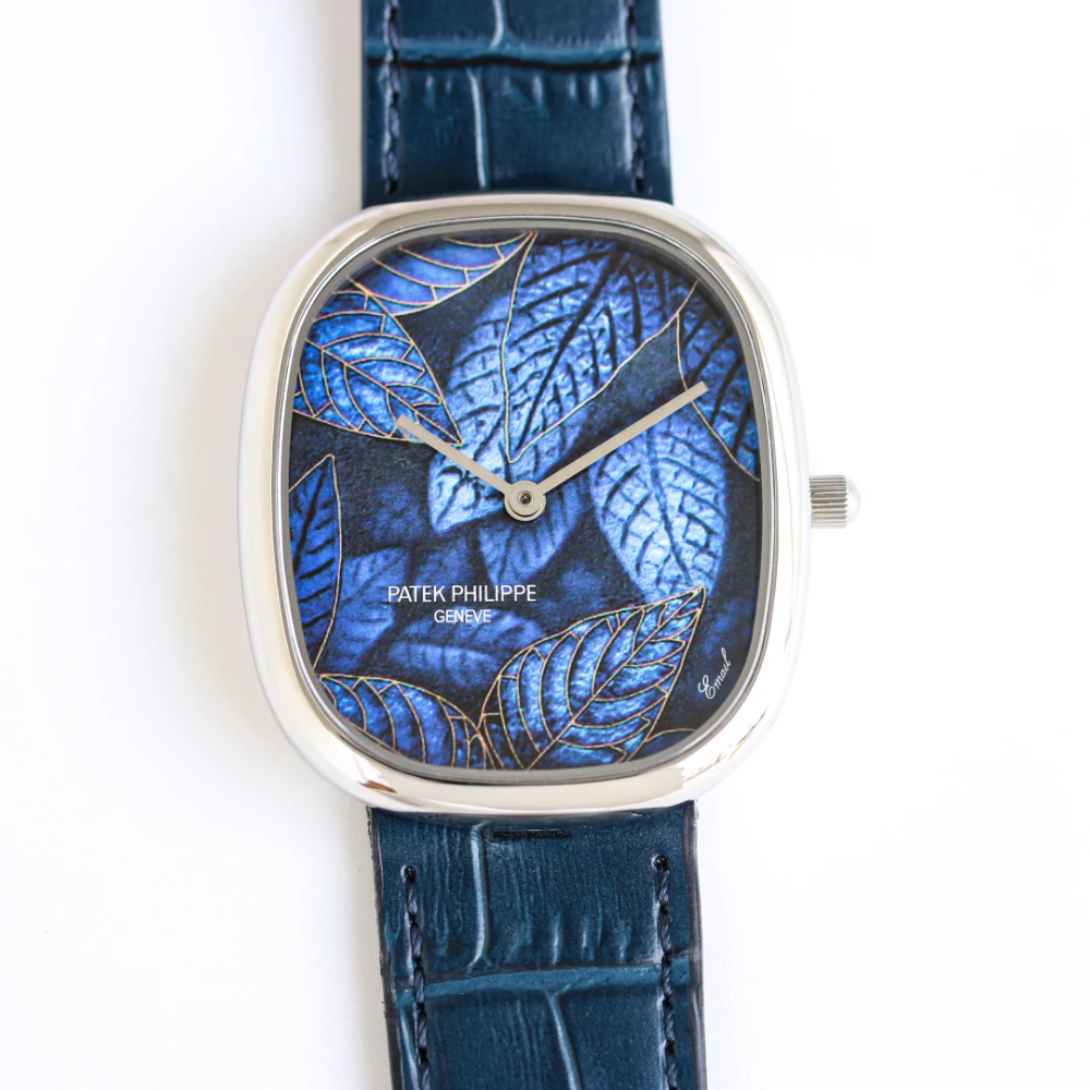 Patek Philippe Golden Ellipse "Blue Leaves" White Gold With Blue Dial Mens Watch 5738-150G-001-1