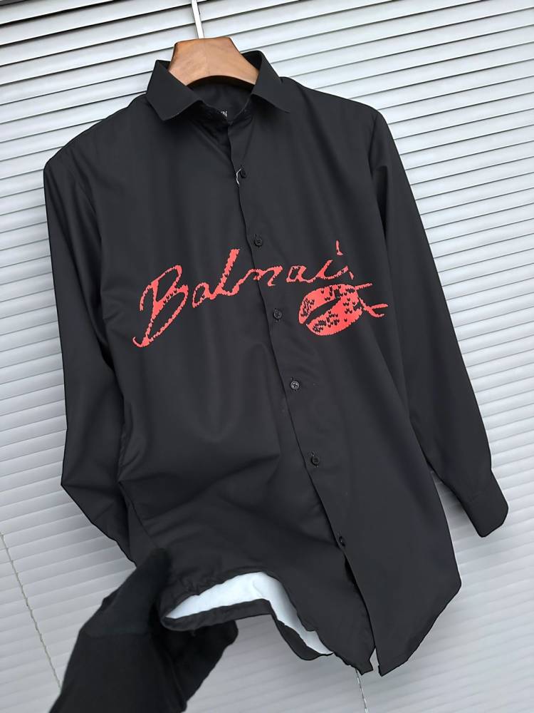 Balmain Embroidered Black Premium Cotton Shirt - Copy-1
