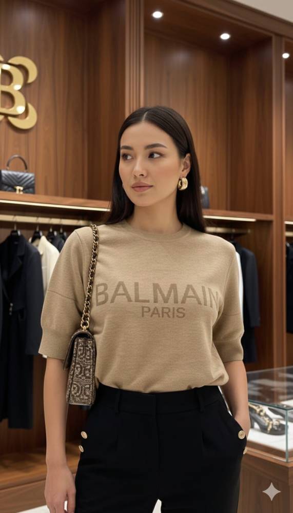 Balmain Beige Premium Quality Pullover-thumb-0