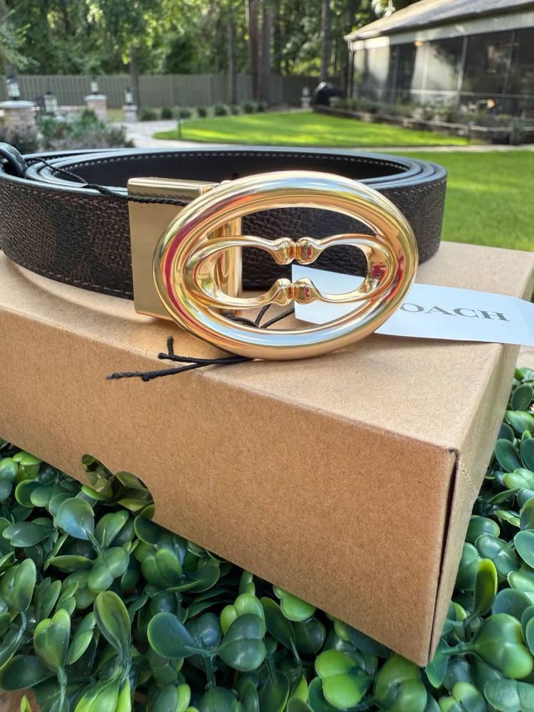 Coach CC Logo Black Premium Quality Belt-thumb-0