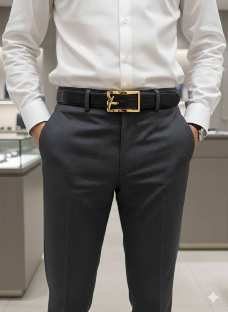 Salvatore Ferragamo Golden & Black Premium Quality Leather Belt-3