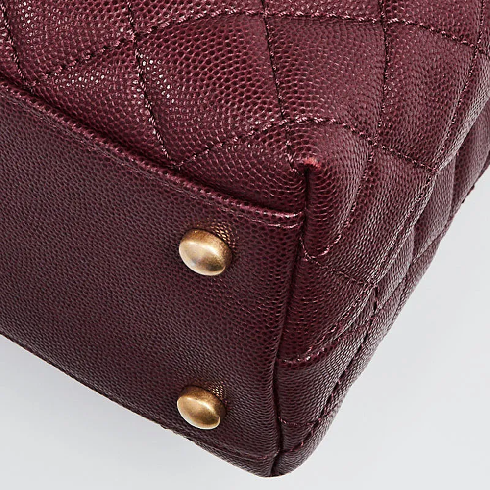 Chanel Coco Caviar Wine Top Sling Bag-4