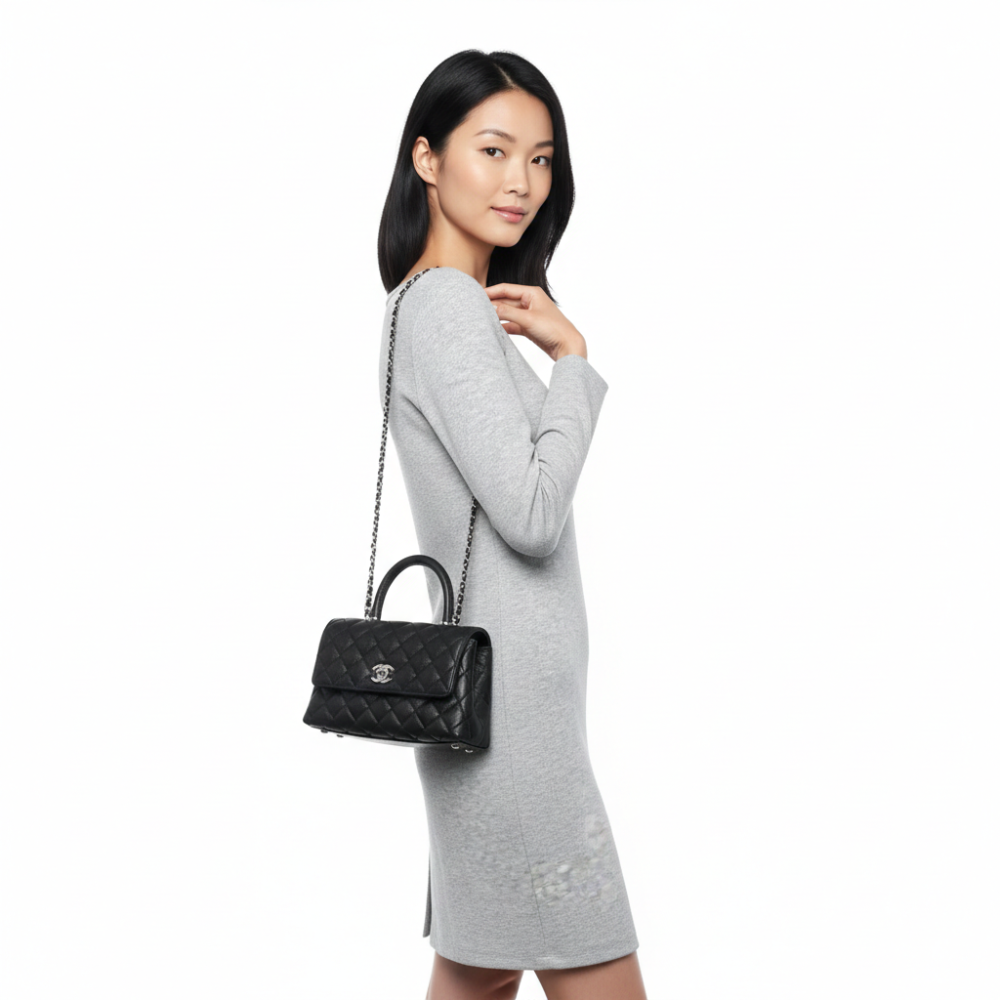 Chanel Coco Caviar Black Top Sling Bag-9