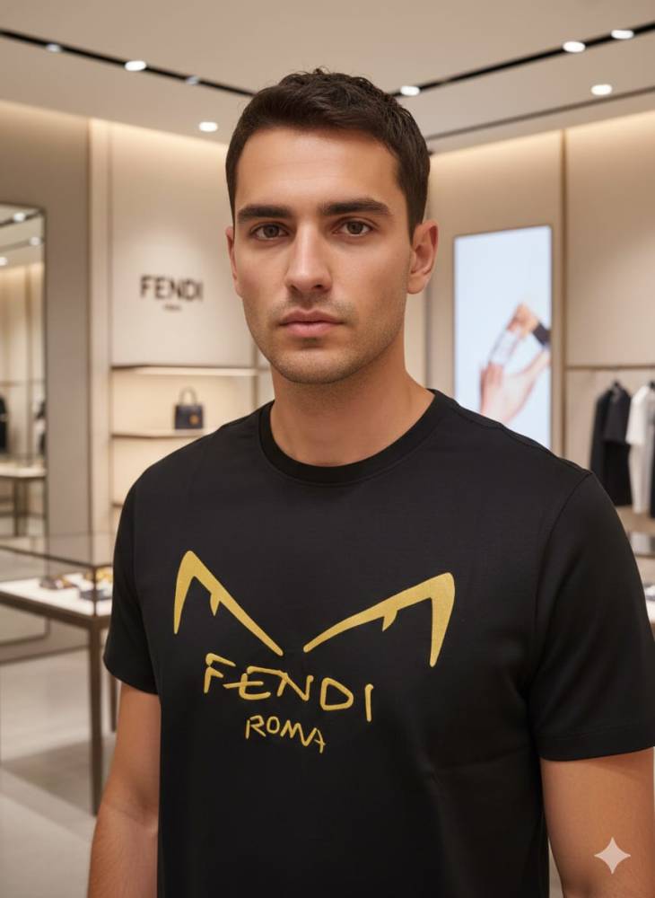 Fendi Black Premium Quality T-shirt-1