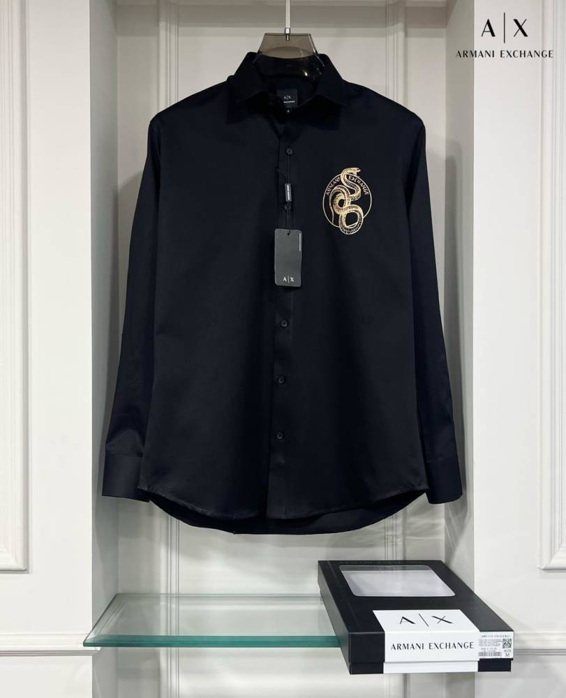 Armani Exchange Black Premium Quality Cotton Shirt-thumb-1