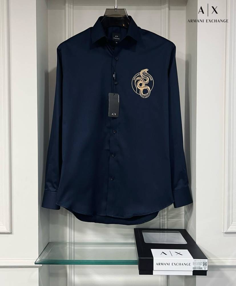 Armani Exchange Blue Premium Quality Cotton Shirt-thumb-1