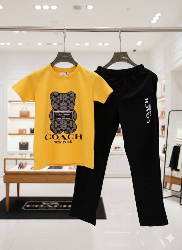 Coach Yellow/Black Premium Quality Co-ord Set-thumb-4
