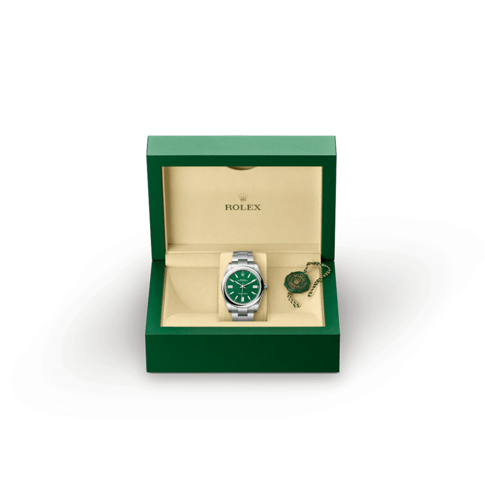 Rolex Oyster Perpetual 41 Oyster, Oystersteel Green Lacquer Dial Watch M124300-0005-4
