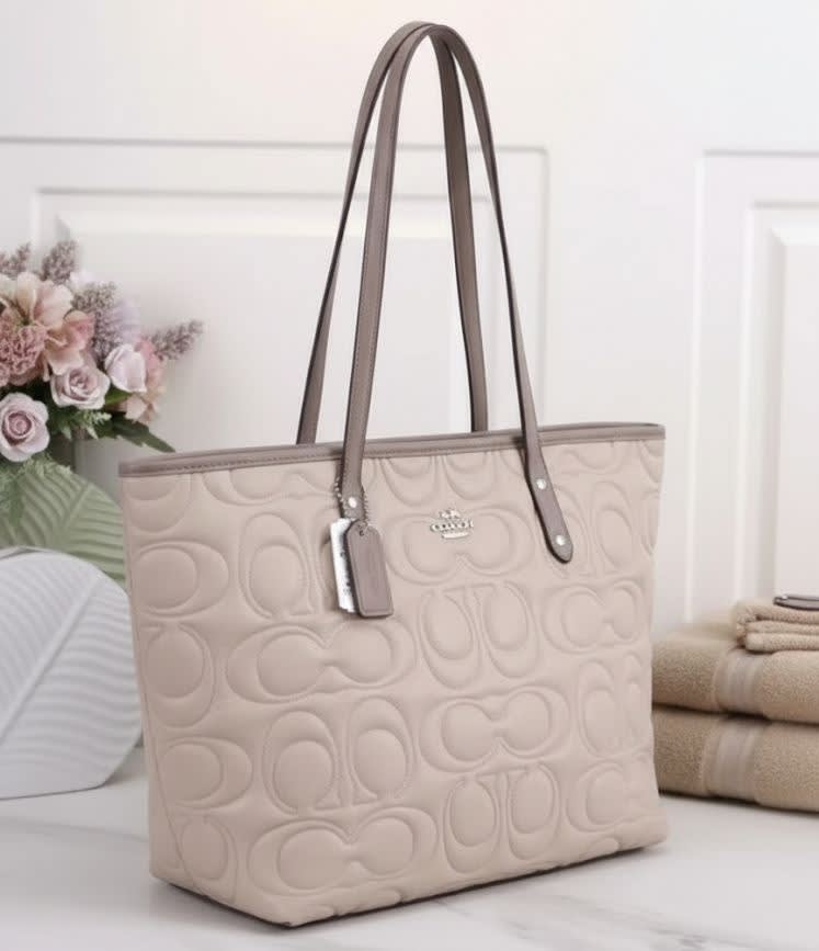 Coach Cream Tabby Tote Bag-thumb-0