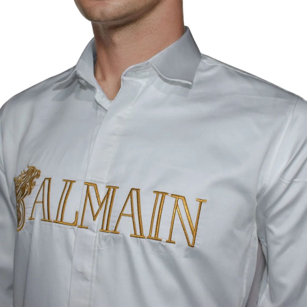 Balmain White Premium Quality Long Sleeve Shirt-2