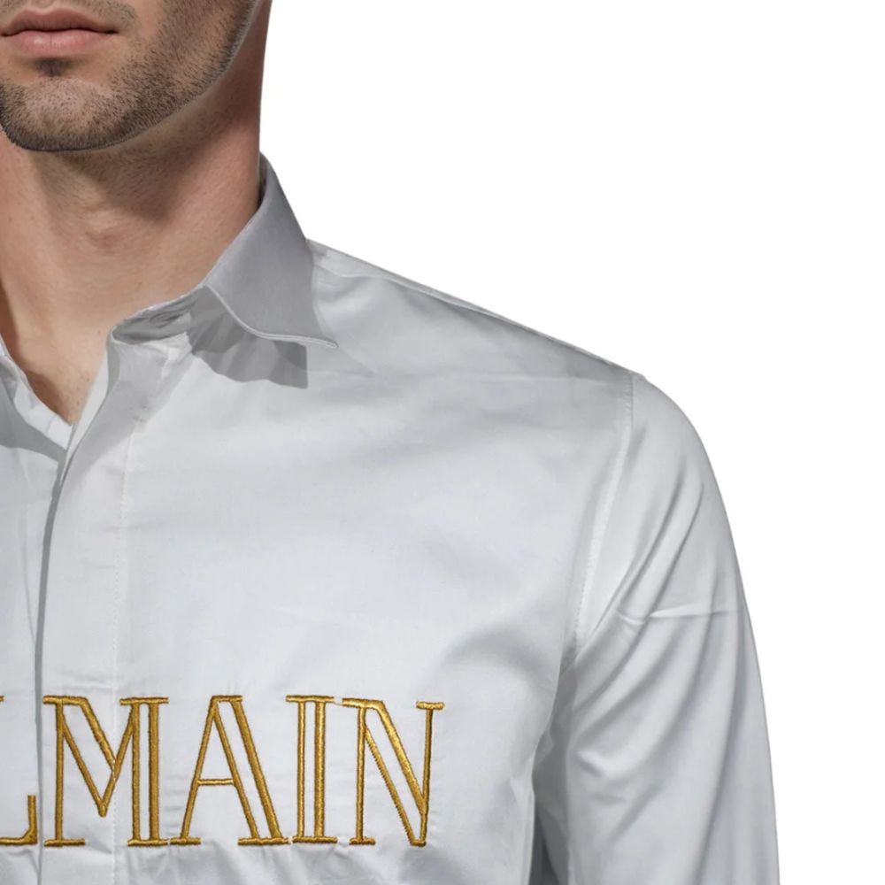 Balmain White Premium Quality Long Sleeve Shirt-4