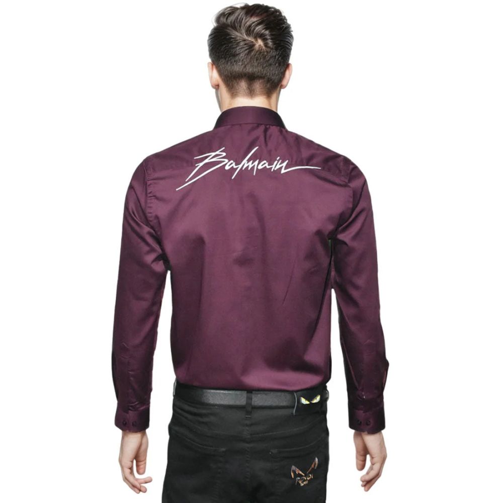 Balmain Wine Premium Quality Slim Fit Formal Men's Shirt-1